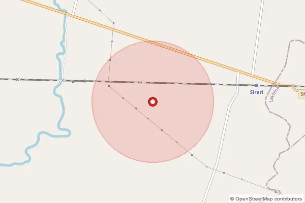 Map showing approximate area covered by Pincode 811107 — Bbartara Bo, Sheikhpura