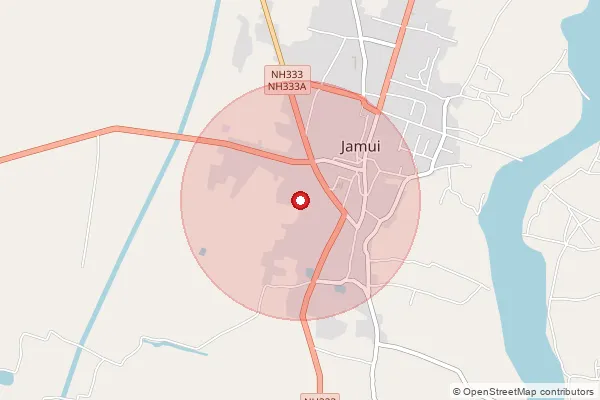 పిన్‌కోడ్ 811307 — Jamui Head Office, Jamui ద్వారా కవర్ చేయబడిన సుమారు ప్రాంతాన్ని చూపే మ్యాప్