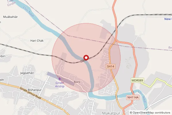 Map showing approximate area covered by Pincode 813109 — Chandadih Bo, Banka