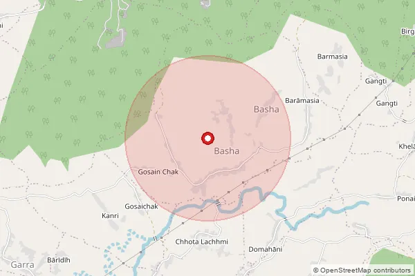 Map showing approximate area covered by Pincode 813208 — Boarijore Bo, Godda