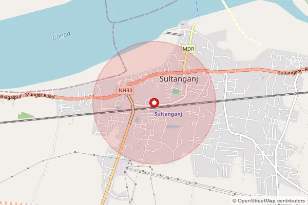 Map showing approximate area covered by Pincode 813213 — S R Sultanganj So, Bhagalpur