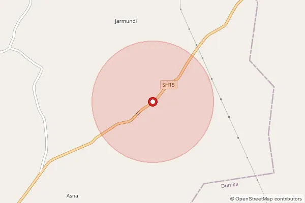 Map showing approximate area covered by Pincode 814118 — Chamrabahiar Bo, Dumka