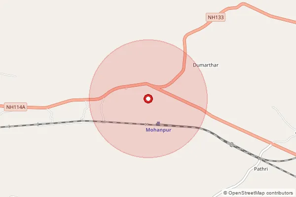Map showing approximate area covered by Pincode 814120 — Karma Bo, Dumka