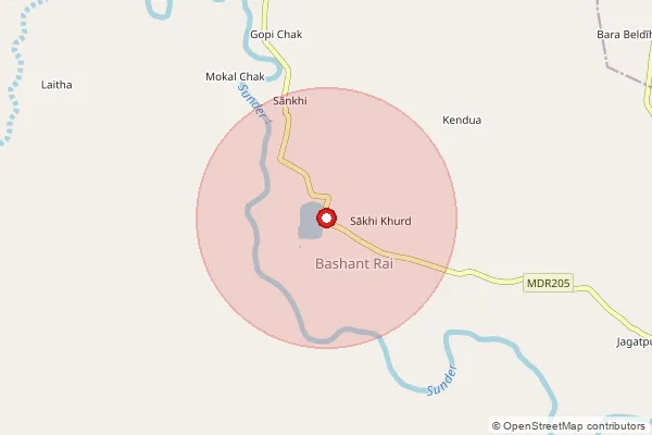 Map showing approximate area covered by Pincode 814147 — Barmasiya Bo, Godda