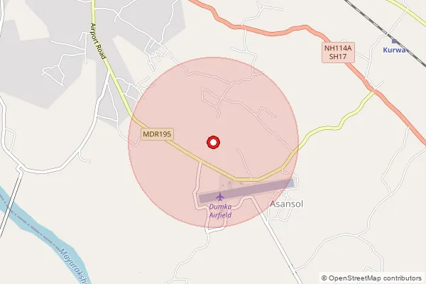 Map showing approximate area covered by Pincode 814148 — Dumra Bo, Dumka