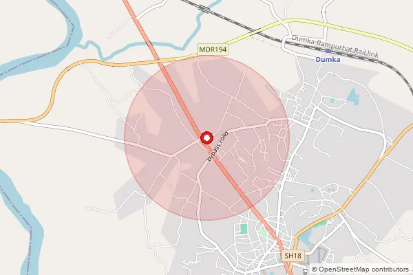 Map showing approximate area covered by Pincode 814158 — Amra Nawadih Bo, Dumka