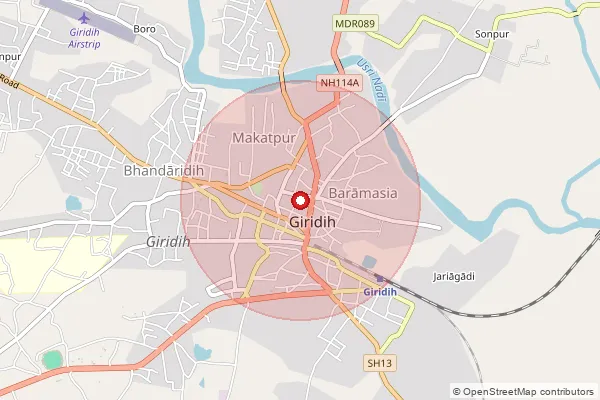 Map showing approximate area covered by Pincode 815301 — Giridih Ho, Giridih