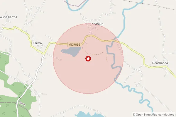 Map showing approximate area covered by Pincode 815317 — Gumgi Bo, Giridih