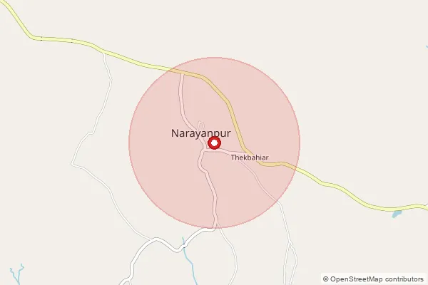 Map showing approximate area covered by Pincode 815352 — Bagrudih Bo, Jamtara