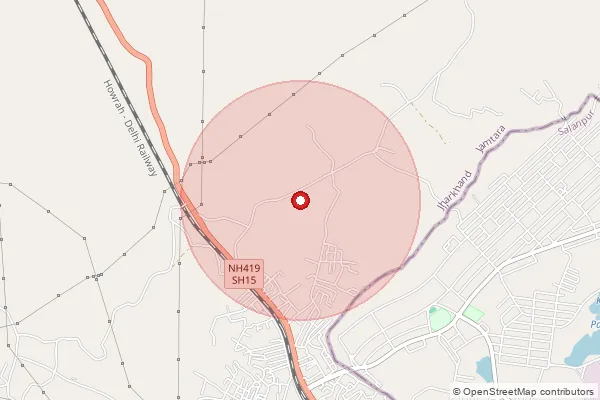 Map showing approximate area covered by Pincode 815354 — Kewatjali Bo, Jamtara