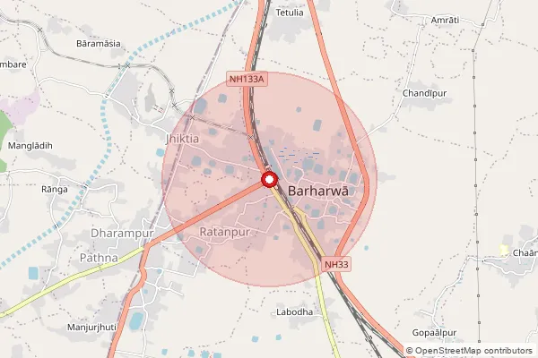 Map showing approximate area covered by Pincode 816101 — Atapur Bo, Sahebganj