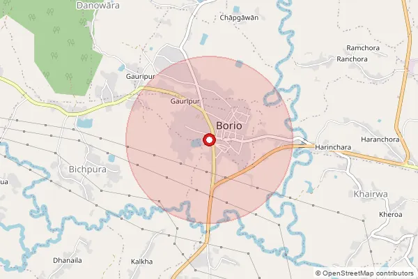 Map showing approximate area covered by Pincode 816109 — Bara Madansahi Bo, Sahebganj