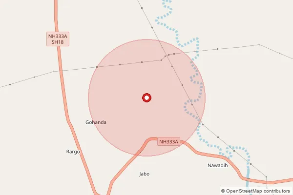 Map showing approximate area covered by Pincode 816110 — Bb Mangladih Bo, Sahebganj