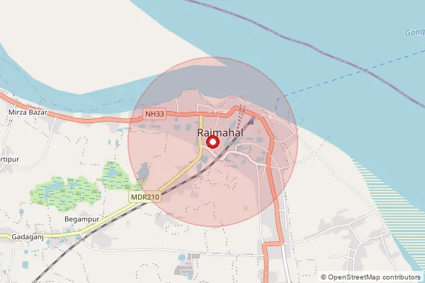 Map showing approximate area covered by Pincode 816116 — Jonka Bo, Sahebganj