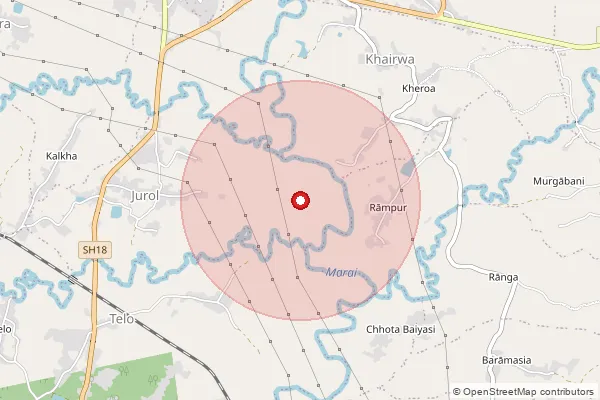 Map showing approximate area covered by Pincode 816120 — Hatigarah Bo, Sahebganj