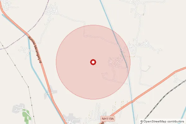 Map showing approximate area covered by Pincode 821309 — Amaura Bo, Rohtas