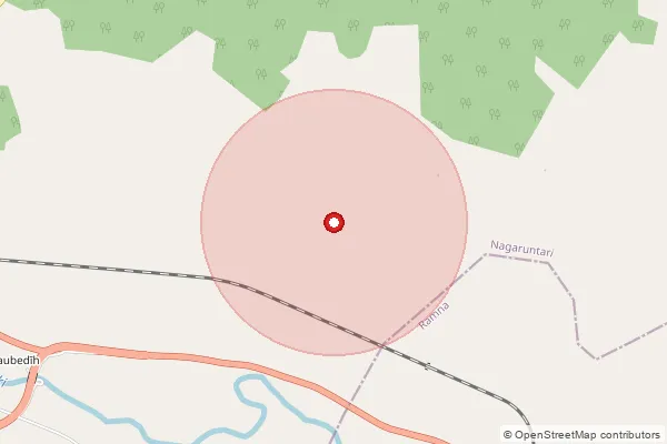 Map showing approximate area covered by Pincode 822112 — Chapri Bo, Garhwa