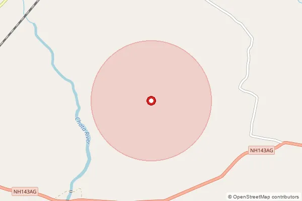 Map showing approximate area covered by Pincode 822124 — Kadhwan Bo, Palamu