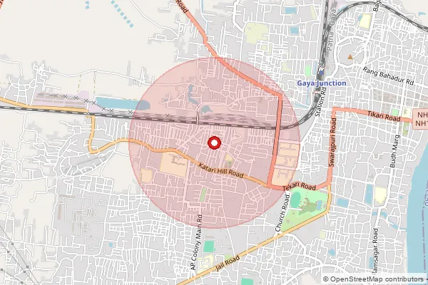 Map showing approximate area covered by Pincode 823001 — Gaya Ho, Gaya