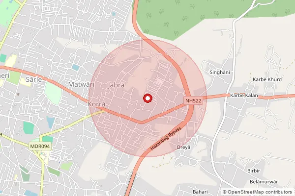 Map showing approximate area covered by Pincode 825301 — Hazaribagh Ho, Hazaribagh