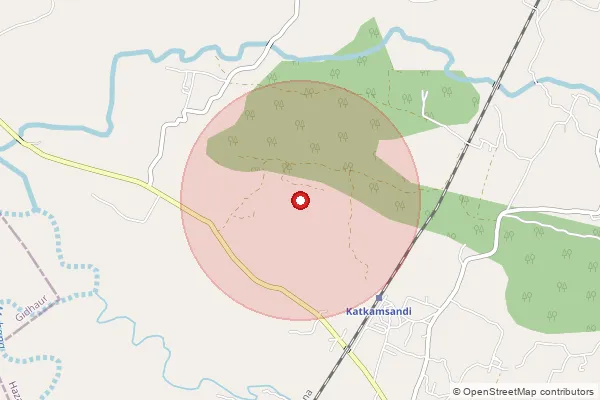 Map showing approximate area covered by Pincode 825319 — Pabra Bo, Hazaribagh