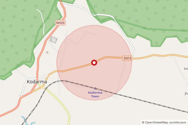 Map showing approximate area covered by Pincode 825410 — Lokai Bo, Koderma