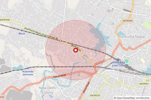 Map showing approximate area covered by Pincode 826001 — Dhanbad Ho, Dhanbad