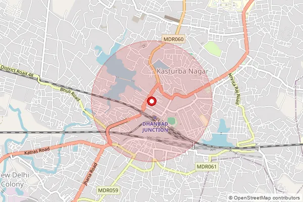 Map showing approximate area covered by Pincode 826013 — Baramuri Sub Post Office, Dhanbad