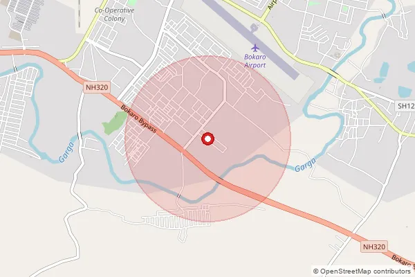 Map showing approximate area covered by Pincode 827009 — Sector Ix So, Bokaro