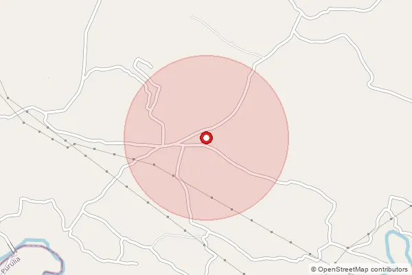 Map showing approximate area covered by Pincode 827010 — Kunduari Bo, Bokaro