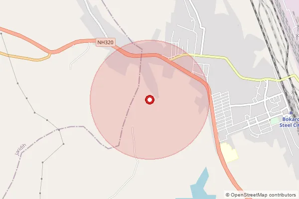 Map showing approximate area covered by Pincode 827014 — Balidih So, Bokaro