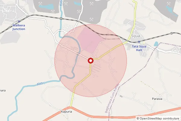 Map showing approximate area covered by Pincode 828103 — Bhelatand So, Dhanbad