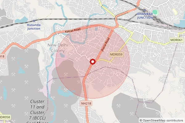 Map showing approximate area covered by Pincode 828106 — Bastacola Bo, Dhanbad