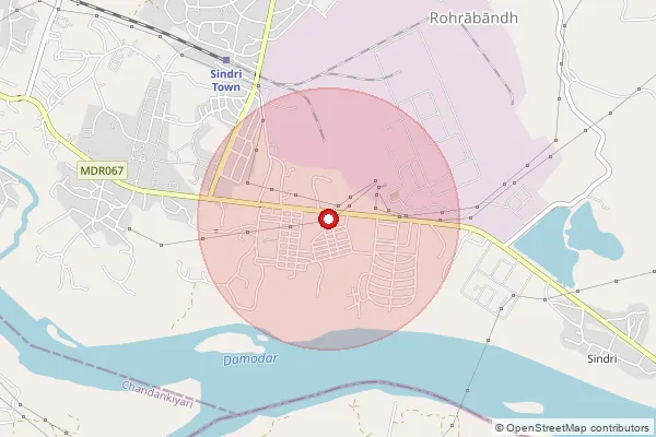 Map showing approximate area covered by Pincode 828107 — Domgarh So, Dhanbad