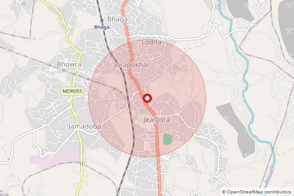 Map showing approximate area covered by Pincode 828110 — Bagdigi Bo, Dhanbad