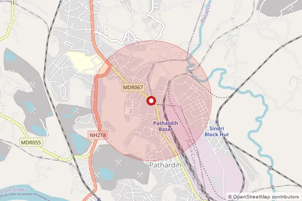 Map showing approximate area covered by Pincode 828119 — Patherdih So, Dhanbad