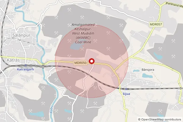 Map showing approximate area covered by Pincode 828121 — Sijua So, Dhanbad