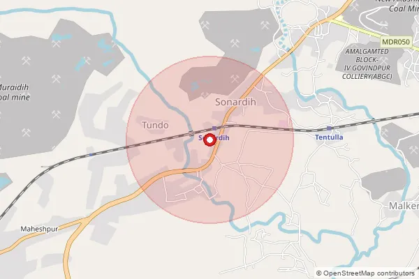 Map showing approximate area covered by Pincode 828125 — Jhagrahi Bo, Dhanbad