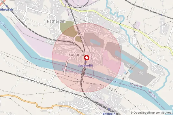 Map showing approximate area covered by Pincode 828126 — Sudamdih So, Dhanbad