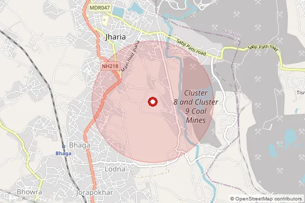Map showing approximate area covered by Pincode 828131 — Madhuban Bo, Dhanbad