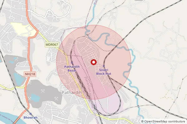 Map showing approximate area covered by Pincode 828132 — Patherdih Coal Washery So, Dhanbad