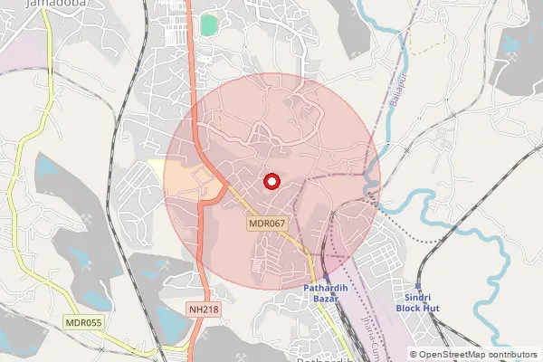 Map showing approximate area covered by Pincode 828133 — Bhulan Bararee So, Dhanbad
