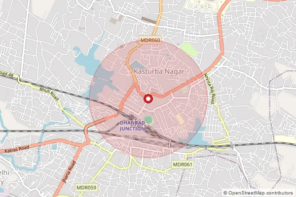 Map showing approximate area covered by Pincode 828203 — Rajpura Bo, Dhanbad