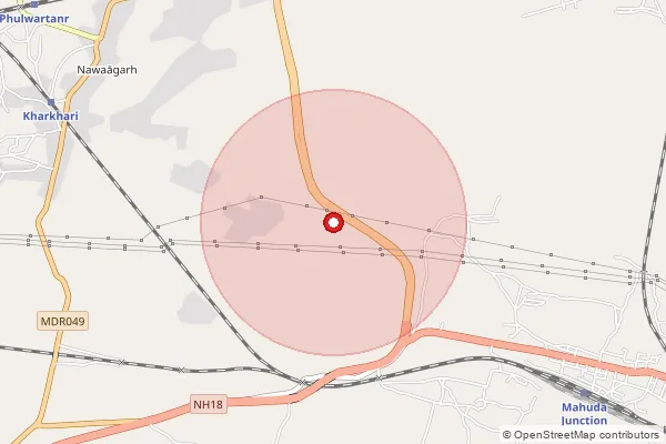 Map showing approximate area covered by Pincode 828205 — Benagoria Bo, Dhanbad