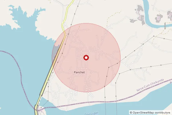 Map showing approximate area covered by Pincode 828206 — Panchet Dam So, Dhanbad