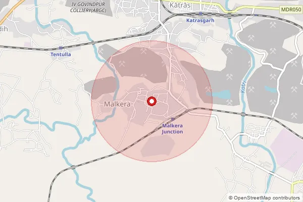 Map showing approximate area covered by Pincode 828304 — Malkera So, Dhanbad