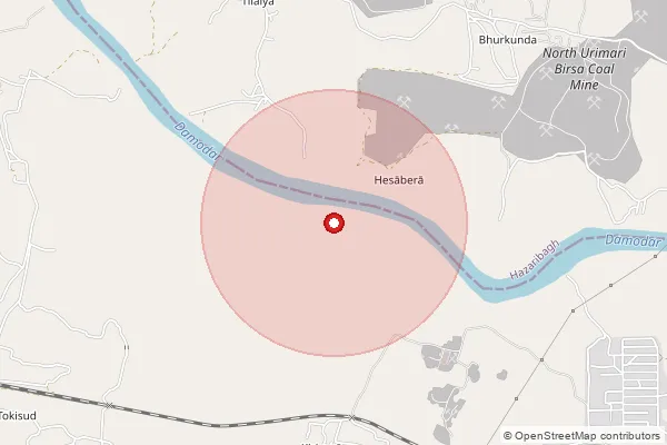 Map showing approximate area covered by Pincode 828307 — Madhuban, Dhanbad