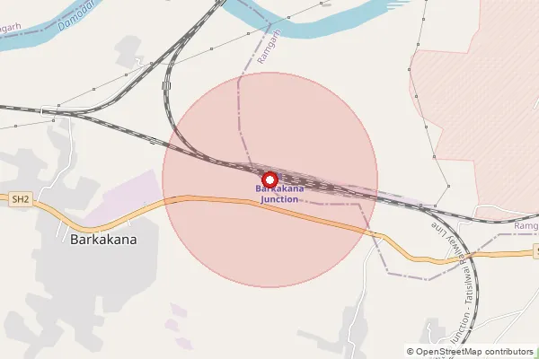 Map showing approximate area covered by Pincode 829102 — Barkakana So, Ramgarh