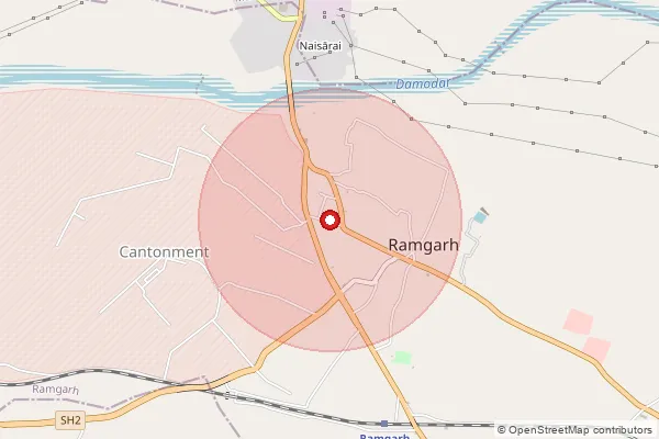 Map showing approximate area covered by Pincode 829110 — Gola So Ramgarh, Ramgarh