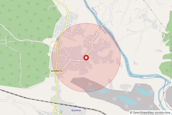 Map showing approximate area covered by Pincode 829111 — Saram Bo, Bokaro